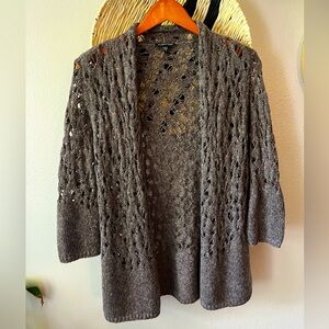 Eileen Fisher Wool Mohair Crocheted Cardigan Lightweight Sweater Women’s Small